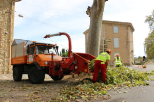 broyage de rémanents de bois avec galotrax et broyeur