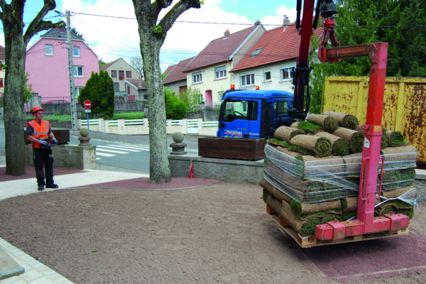 livraison des rouleaux de gazon de placage